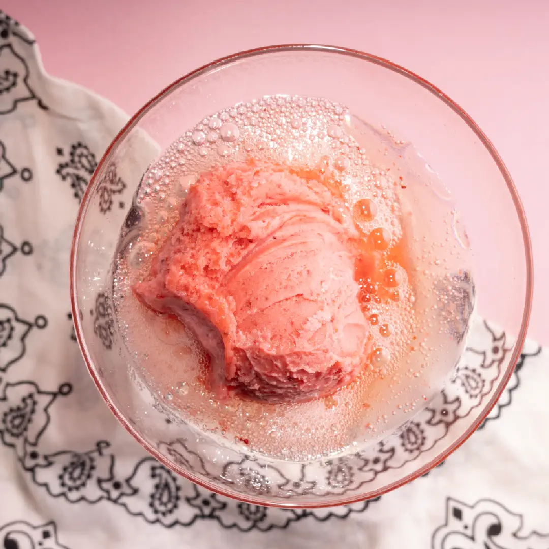 One pint of Strawberry-Rhubarb Sorbetto gelato.